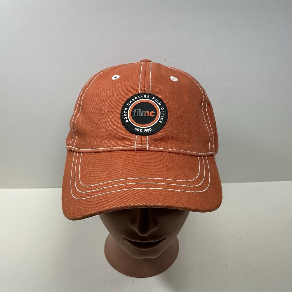 Film nc North Carolina Film Office Hat Khaki Orange Baseball Cap Strap-back
